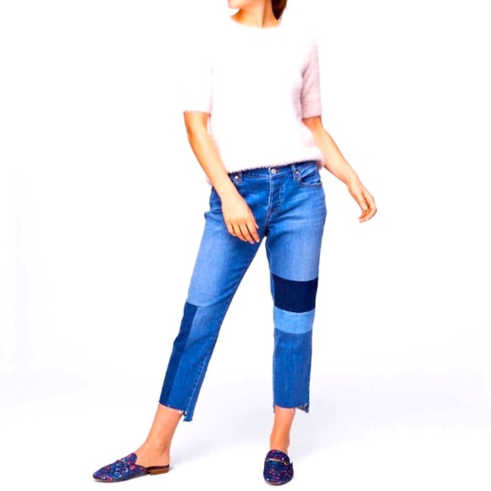 The Loft Step Hem Boyfriend Patchwork Jeans